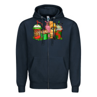 Navy christmas movie coffee cups Zipper Hoodie - CowGirlArtShop