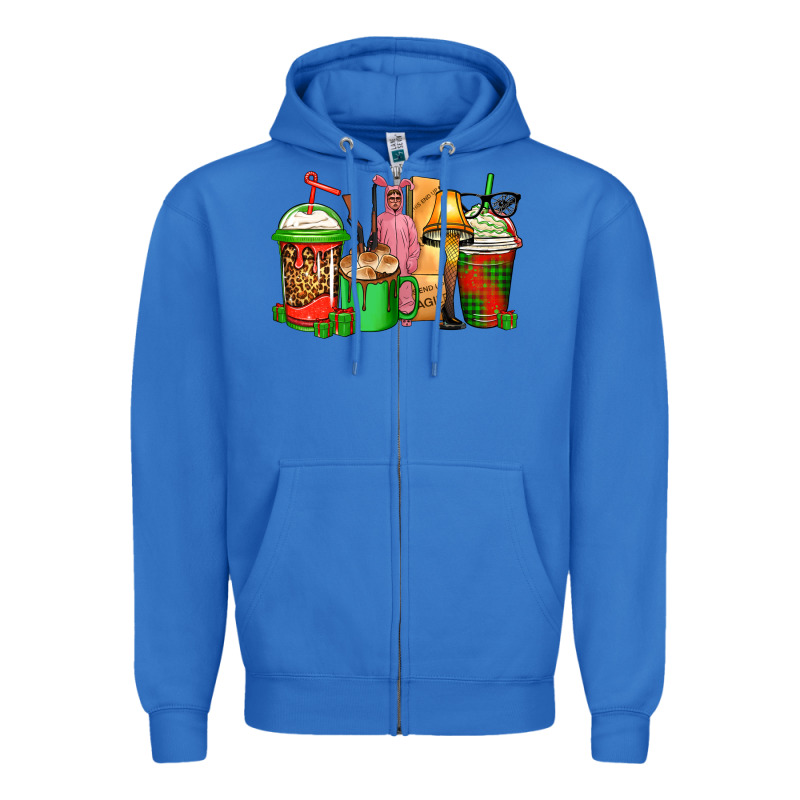 Christmas Movie Coffee Cups Zipper Hoodie by CowGirlArtShop | Teevron