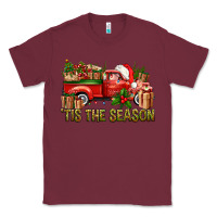 Burgundy Tis' The Season Christmas Truck Classic Tee - BundleAndBundleShop