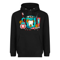 Black Dentist Coffee Heavyweight Hoodie - FaDigitalArtStudio