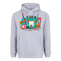 Heather Grey Dentist Coffee Heavyweight Hoodie - FaDigitalArtStudio
