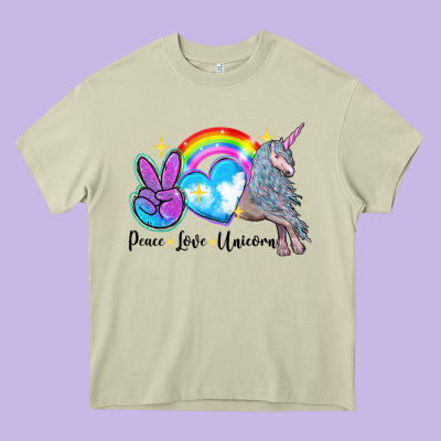 Peace Love Unicorn Heavy Core Tee Designed By Lillyallendesigns