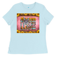 Baby Blue mama llama sunflowers Ladies Tee - LillyAllenDesigns