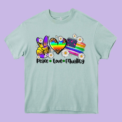 Peace Love  Equality Heavy Core Tee Designed By Adodesignshop