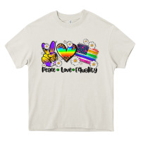Cream peace love  equality Heavy Core Tee - AdoDesignShop