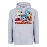 Heather Grey It's Game Day Y'all Soccer Coffee Cups Heavyweight Hoodie - FaDigitalArtStudio