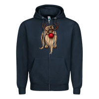 Navy deer gnome Zipper Hoodie - CowGirlArtShop