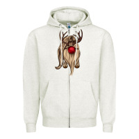 Oatmeal Heather deer gnome Zipper Hoodie - CowGirlArtShop