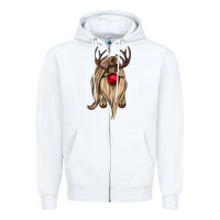 White deer gnome Zipper Hoodie - CowGirlArtShop