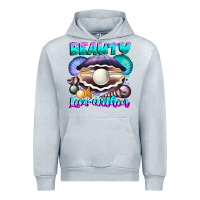 Heather Grey Beauty Lies Within Urban Hoodie - CowhideDigitalArt