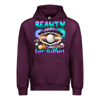 Mauve Wine Beauty Lies Within Urban Hoodie - CowhideDigitalArt