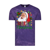 Cloud Purple Merry Christmas With Santa Vintage Tee - BundleAndBundleShop