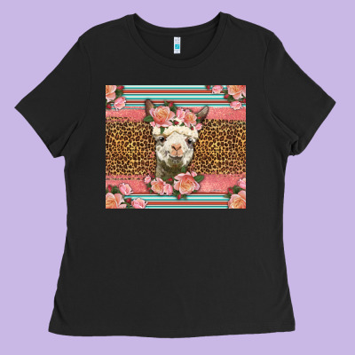 Llama And Roses Glitter Ladies Tee Designed By Lillyallendesigns