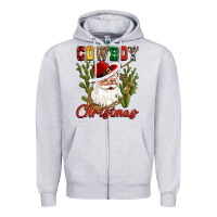 Heather Grey cowboy christmas western cactus Zipper Hoodie - CowGirlArtShop