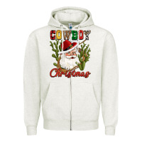 Oatmeal Heather cowboy christmas western cactus Zipper Hoodie - CowGirlArtShop