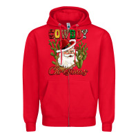 Red cowboy christmas western cactus Zipper Hoodie - CowGirlArtShop