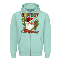 Seafoam cowboy christmas western cactus Zipper Hoodie - CowGirlArtShop