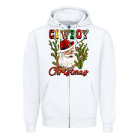 White cowboy christmas western cactus Zipper Hoodie - CowGirlArtShop