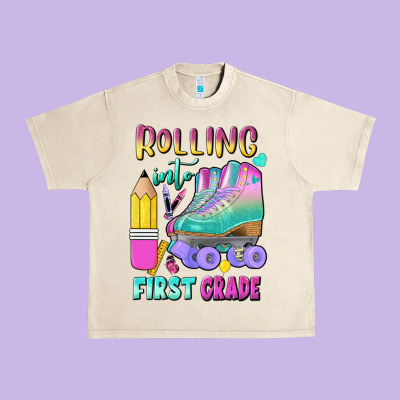 Rolling Into First Grade Urban Heavy Tee Designed By Bundleandbundleshop