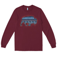 Burgundy Bison Silhouette Blue Aztec Long Sleeve Tee - Bettercallsaul