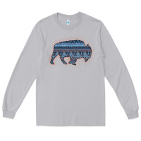 Moon Dust Bison Silhouette Blue Aztec Long Sleeve Tee - Bettercallsaul