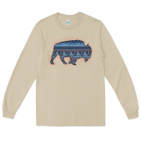 Mushroom Bison Silhouette Blue Aztec Long Sleeve Tee - Bettercallsaul