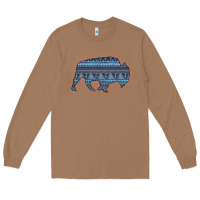 Toasted Coconut Bison Silhouette Blue Aztec Long Sleeve Tee - Bettercallsaul