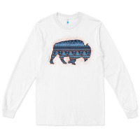 White Bison Silhouette Blue Aztec Long Sleeve Tee - Bettercallsaul