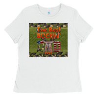 White Best Bucking Dad Ever Ladies Tee - LillyAllenDesigns