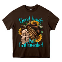 Chocolate Brown dead inside but caffeinated Heavy Core Tee - Jasminsmagicworld