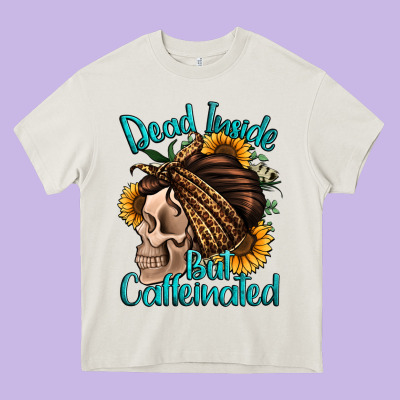 Dead Inside But Caffeinated Heavy Core Tee Designed By Jasminsmagicworld