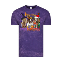 Cloud Purple Happy Hallothanksmas Goats Vintage Tee - BundleAndBundleShop