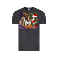 Vintage Black Happy Hallothanksmas Goats Vintage Tee - BundleAndBundleShop