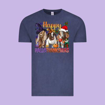 Happy Hallothanksmas Goats Vintage Tee Designed By Bundleandbundleshop
