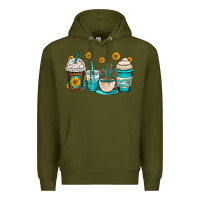 Army Green jesus coffee cups Premium Hoodie - OliviaCreatesArt
