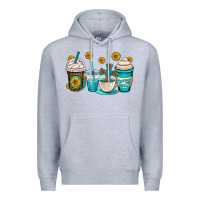 Heather Grey jesus coffee cups Premium Hoodie - OliviaCreatesArt