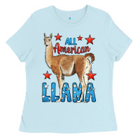 Baby Blue All American Llama Ladies Tee - LillyAllenDesigns