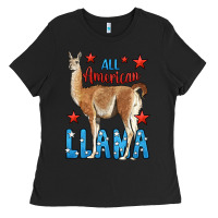 Black All American Llama Ladies Tee - LillyAllenDesigns