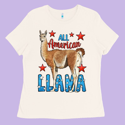All American Llama Ladies Tee Designed By Lillyallendesigns