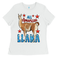 White All American Llama Ladies Tee - LillyAllenDesigns