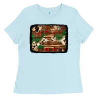 Baby Blue christmas buffalo plaid cowhide background Ladies Tee - Jasminsmagicworld