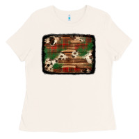 Bone christmas buffalo plaid cowhide background Ladies Tee - Jasminsmagicworld