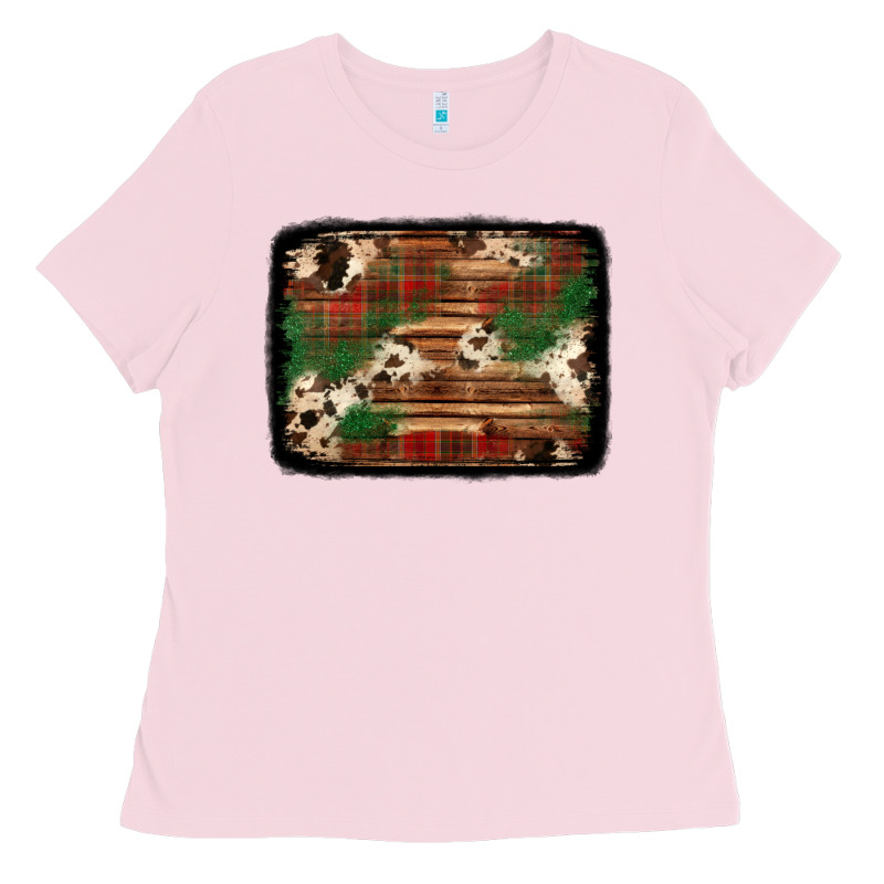 Christmas Buffalo Plaid Cowhide Background Ladies Tee by Jasminsmagicworld | Teevron
