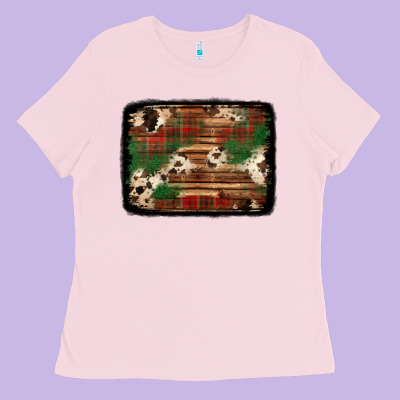Christmas Buffalo Plaid Cowhide Background Ladies Tee Designed By Jasminsmagicworld
