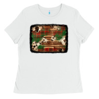White christmas buffalo plaid cowhide background Ladies Tee - Jasminsmagicworld