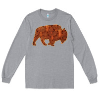 Heather Grey Bison Silhouette Red Skull Long Sleeve Tee - Bettercallsaul