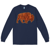 Navy Bison Silhouette Red Skull Long Sleeve Tee - Bettercallsaul