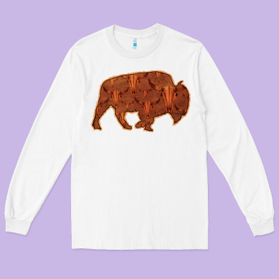 Bison Silhouette Red Skull Long Sleeve Tee Designed By Bettercallsaul