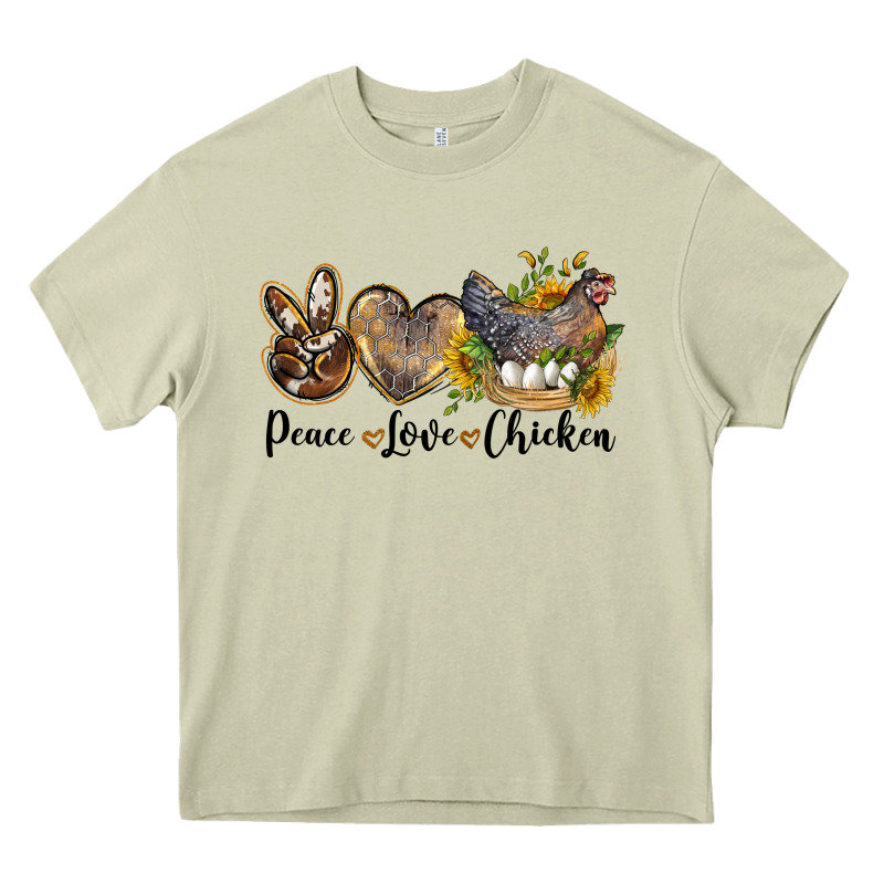Western Peace Love Chickens Heavy Core Tee by LillyAllenDesigns | Teevron