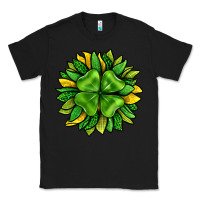 Black St. Patricks Sunflower With Clover Classic Tee - BundleAndBundleShop